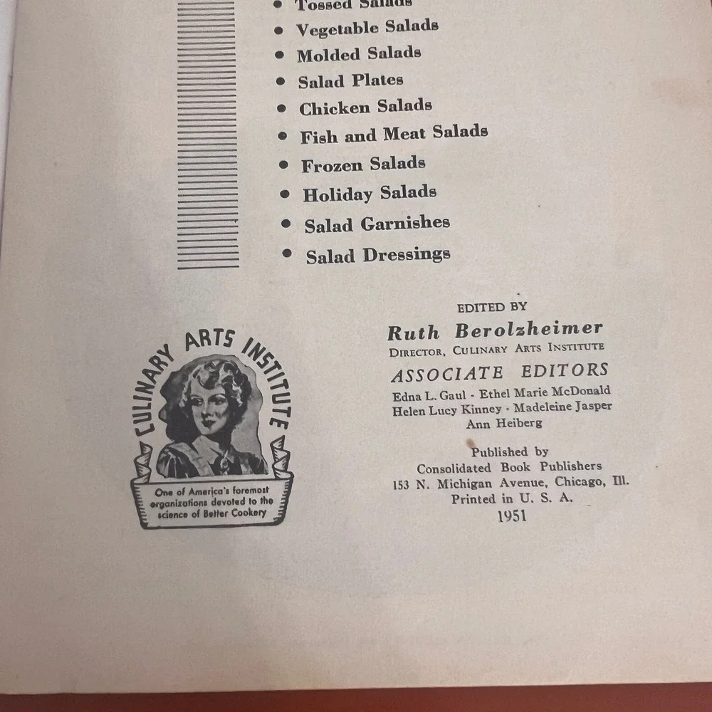 Vintage 1951 500 Delicious Salad Recipes Cookbook Culinary Arts Institute Retro